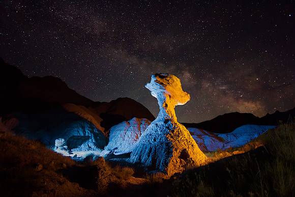 lightpainting under the stars, Badlands National Park, SD
