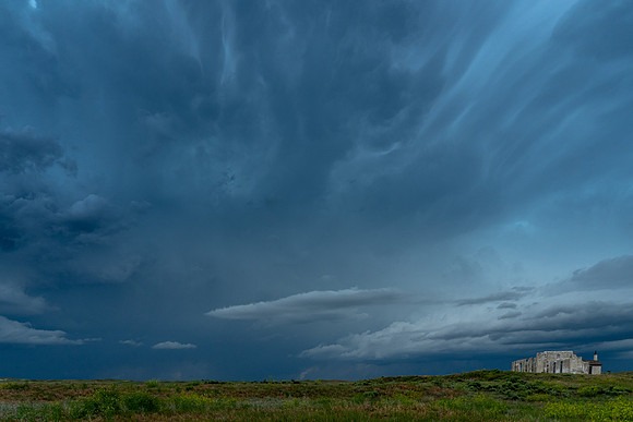 Tempest over Fort Laramie ruins, WY