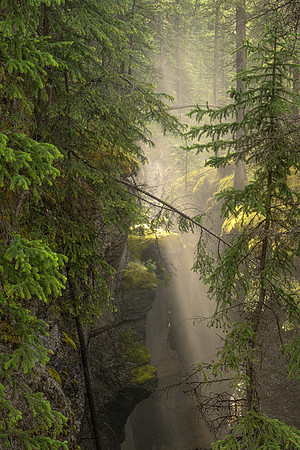 magical moment from Bridge 1 in Maligne Canyon, Jasper Natl Park
