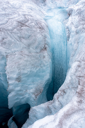 crevasse waterfall on Athabaska Glacier